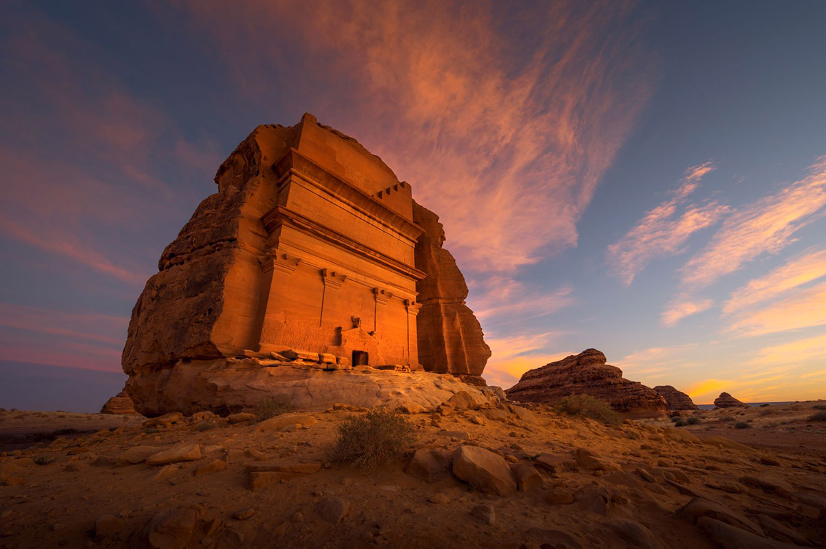 Tumba de Lihyan (Qasr AlFarid) en el sitio arqueolgico de Mada'in Saleh junto a Al Ula, Arabia Saud